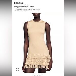 Sandro Gold Fringe Trim Mini Dress NEW